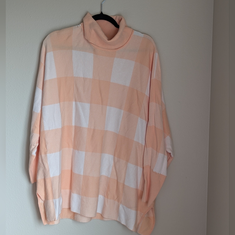 NWOT Alfani Peach and White Colorblock Sweater Size L